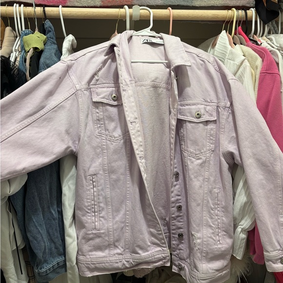 Zara Women's Soft Pink Jean Jacket - Picture 3 of 3